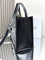Dior Paris black leather with shoulder strap 【Medium】book tote shopping bag - Image 8