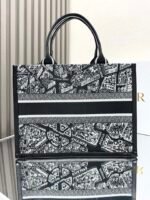 Dior Paris black leather with shoulder strap 【Medium】book tote shopping bag - Image 3