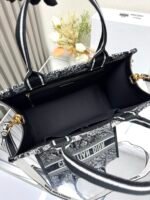 Dior Paris black leather with shoulder strap 【Medium】book tote shopping bag - Image 4