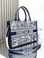 Dior old blue tiger embroidery patchwork leather with shoulder strap 【Medium】 book tote shopping bag - Image 2