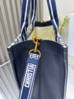Dior old blue tiger embroidery patchwork leather with shoulder strap 【Medium】 book tote shopping bag - Image 8