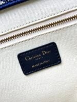 Dior old blue tiger embroidery patchwork leather with shoulder strap 【Medium】 book tote shopping bag - Image 5