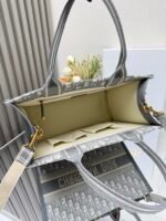 Dior Grey D Embroidered Leather with Shoulder Strap 【Medium】Book Tote Shopping Bag - Image 5