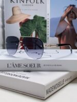 Louis Vuitton 2024 Sunglasses Aviator Metal Oval Half Frame Sunglasses for Men and Wome