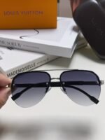 Louis Vuitton 2024 Sunglasses Aviator Metal Oval Half Frame Sunglasses for Men and Wome - Image 8