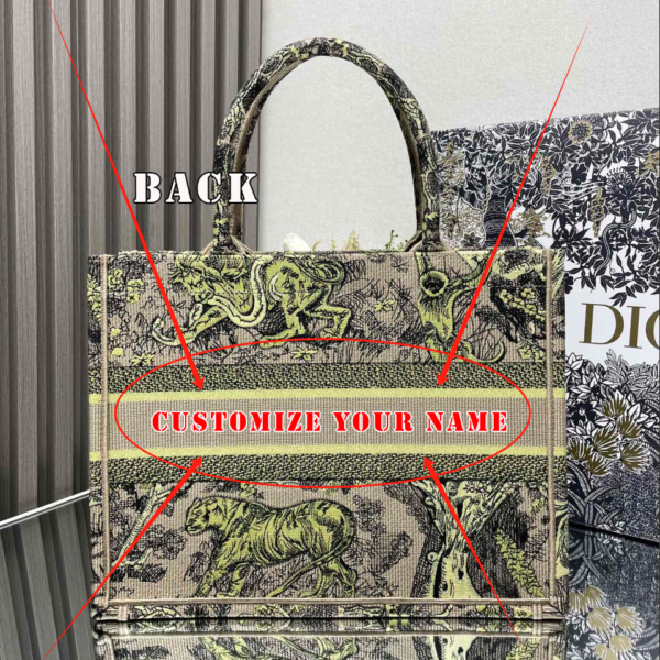 𝗗𝗜𝗢𝗥 Apricot Yellow Tiger 【medium 】 𝗕𝗼𝗼𝗸 𝘁𝗼𝘁𝗲 Shopping Bag