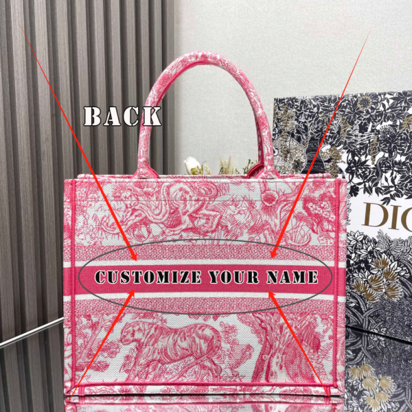 𝗗𝗜𝗢𝗥 Pink Tiger 【Medium】 𝗕𝗼𝗼𝗸 𝘁𝗼𝘁𝗲 shopping bag