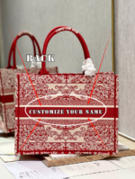 Dior Croce Heart Red 【Medium】 Embroidered Shopping Bag