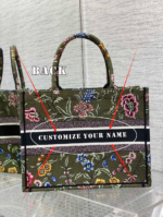 Dior【Military Green Bauhinia】【Medium】 Embroidered Shopping Bag