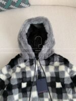 Louis Vuitton Skiing Series FW24 Black AndWhite Check Hooded Fleece Jacket - Image 9