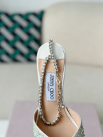 Jimmy Choo/Saeda 100 Lady Crystal Chain Heels JC - Image 7