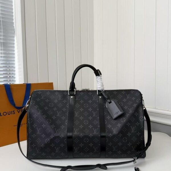 New Louis Vuitton KEEPALL BANDOULIÈRE50 black check travel bag N14202