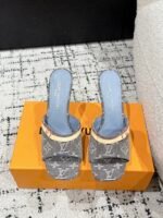 Takashi Murakami x LOUIS VUITTON 25/6AM square toe open toe high heels Heel height: 7.6cm - Image 2