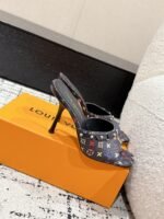 Takashi Murakami x LOUIS VUITTON 25/6AM square toe open toe high heels Heel height: 7.6cm - Image 4