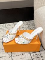 Takashi Murakami x LOUIS VUITTON 25/6AM square toe open toe high heels Heel height: 7.6cm - Image 9