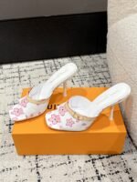Takashi Murakami x LOUIS VUITTON 25/6AM square toe open toe high heels Heel height: 7.6cm - Image 9