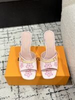 Takashi Murakami x LOUIS VUITTON 25/6AM square toe open toe high heels Heel height: 7.6cm - Image 2