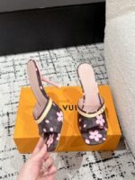 Takashi Murakami x LOUIS VUITTON 25/6AM square toe open toe high heels Heel height: 7.6cm - Image 5