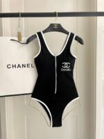Chanel second-hand one-piece swimsuit with chest pads