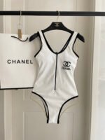Chanel second-hand one-piece swimsuit with chest pads