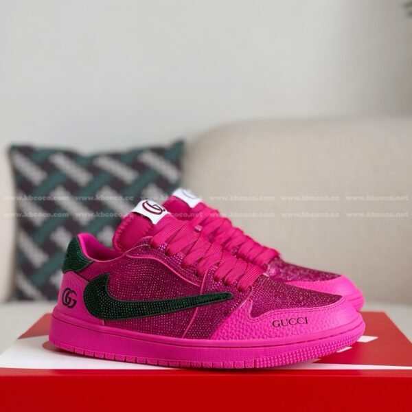 Jordan 1 x Gucci Hand-SetRhinestones Low Sneakers