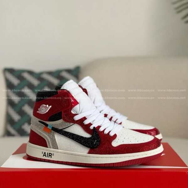 Jordan 1 Off-white Hand-Set Rhinestones High Sneakers