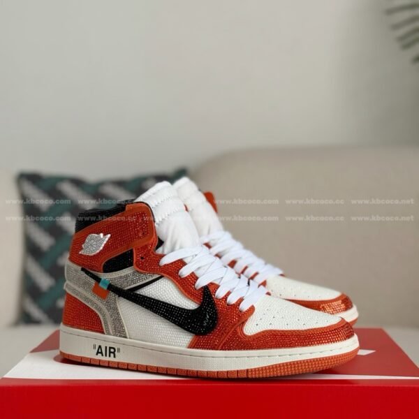 Jordan 1 Off-white Hand-Set Rhinestones High Sneakers