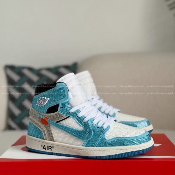 Jordan 1 off-white Hand-Set Rhinestones High Sneakers
