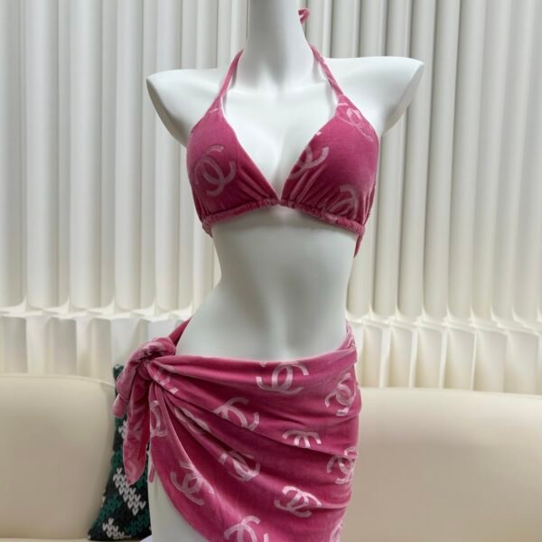 Chanel Corduroy Bikini Three-Piece Set