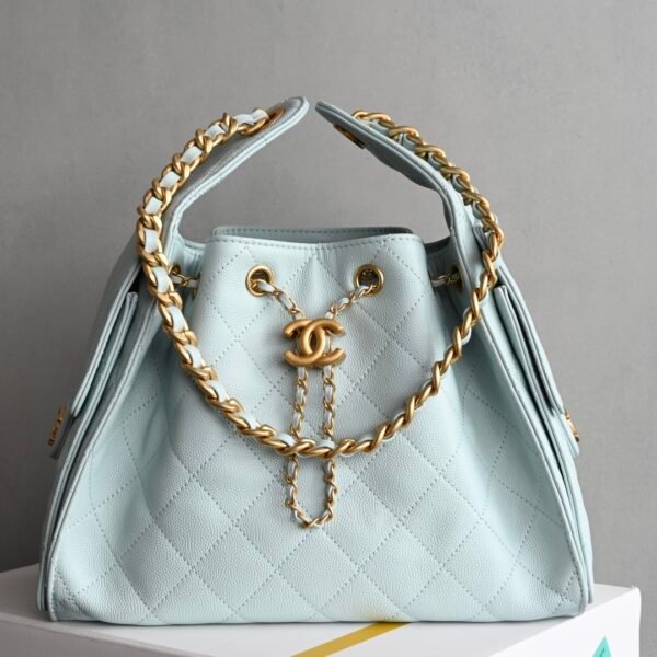 Chanel 𝟮𝟓𝐬𝐁𝐚𝐠 Hippie Shopping Bag Small Light Blue