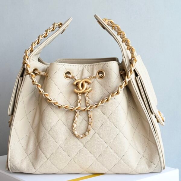 Chanel 𝟮𝟱𝐒𝐁𝐚𝐠 Hippie Shopping Bag Small Size Apricot