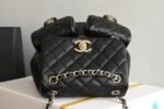 Chanel 𝟐𝟓𝐏 Double Pocket Frog Vintage Backpack Black Medium - Image 7