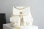 Chanel 𝟐𝟓𝐏 Double Pocket Frog Vintage Backpack White Medium