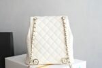 Chanel 𝟐𝟓𝐏 Double Pocket Frog Vintage Backpack White Medium - Image 2