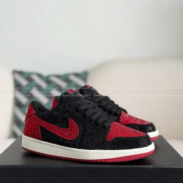 Jordan 1 Hand-Set Rhinestones Low Sneakers  