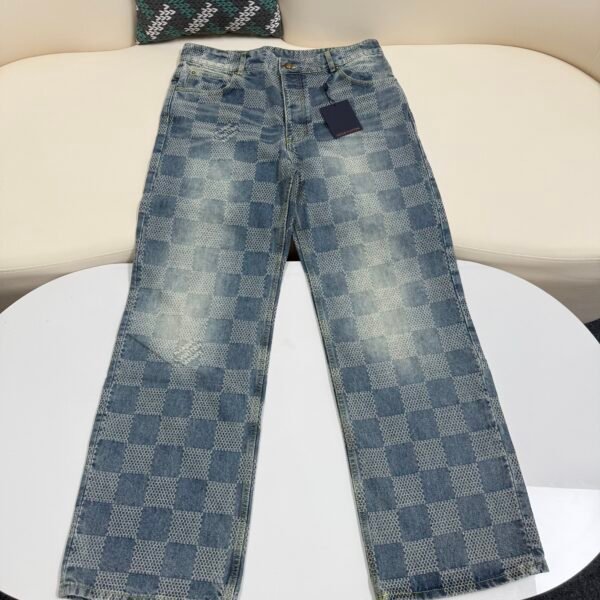 Louis Vuitton wide-leg checkerboard denim trousers