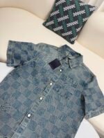 Louis Vuitton checkerboard pearl button denim short sleeve - Image 7