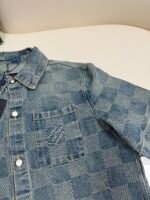 Louis Vuitton checkerboard pearl button denim short sleeve - Image 6