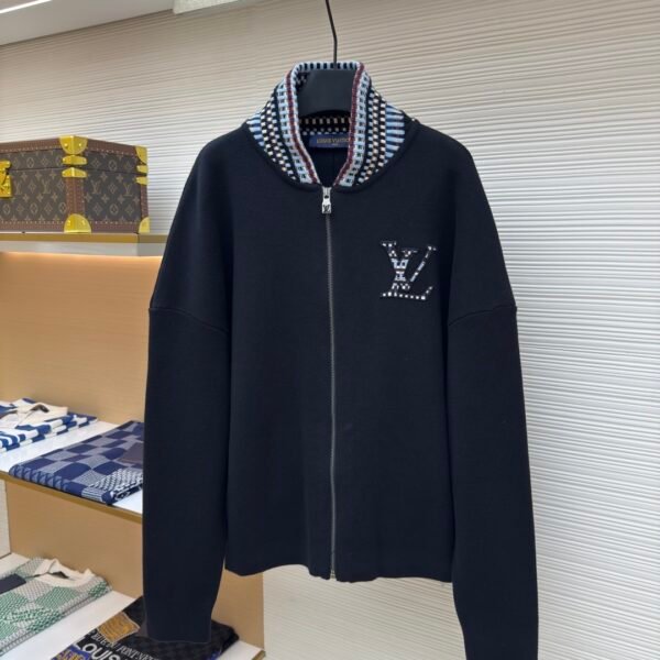 LOUIS VUITTON LOGO Embroidered Knitted Flight Jacket