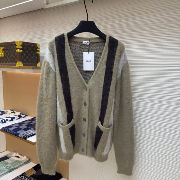 CELINE contrasting mohair cardigan