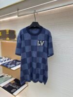 LOUIS VUITTON plaid nail bead wool woven short sleeved shirt