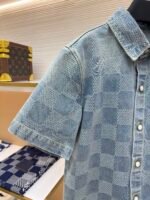 LOUIS VUITTON checkerboard blue denim short sleeved shirt - Image 8
