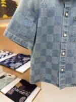 LOUIS VUITTON checkerboard blue denim short sleeved shirt - Image 6