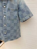 LOUIS VUITTON checkerboard blue denim short sleeved shirt - Image 5