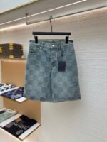 LOUIS VUITTON checkerboard denim shorts