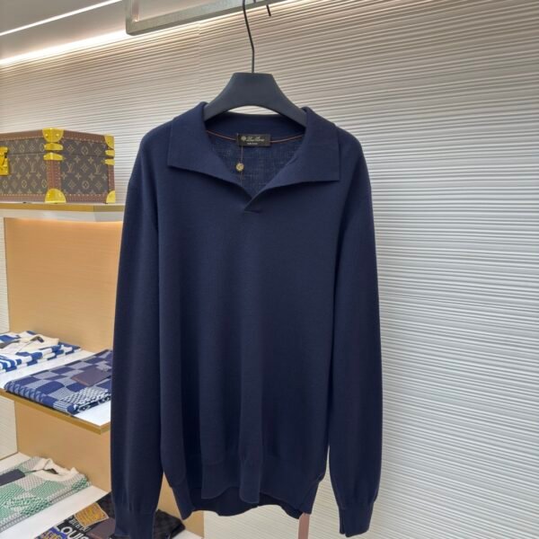 Loro Piana Seagull Collar Polo Long Sleeve Shirt