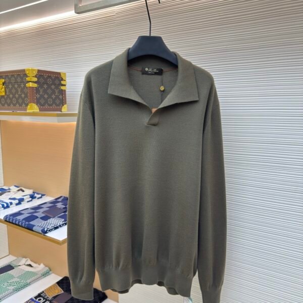 Loro Piana Seagull Collar Polo Long Sleeve Shirt