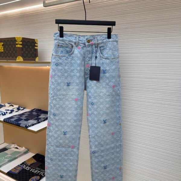 LOUIS VUITTON colorful letter jacquard denim pants