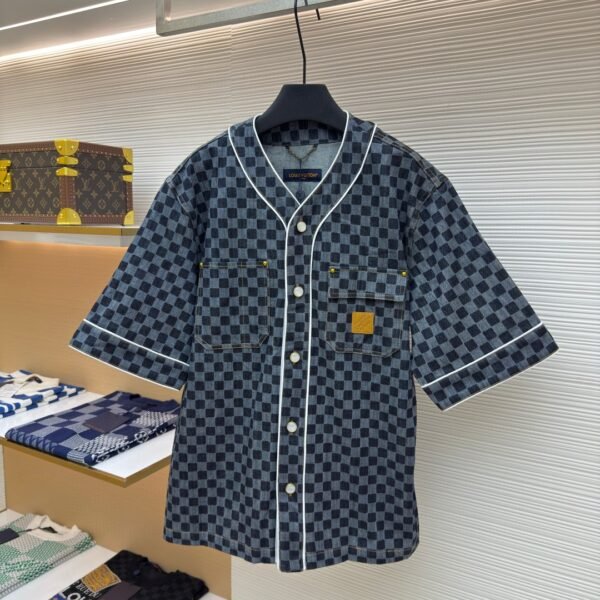 LOUIS VUITTON Pocket Logo Grid Short Sleeve