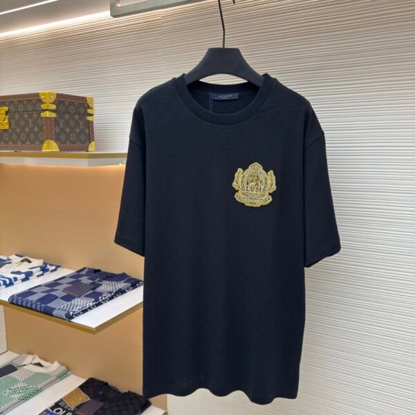 LOUIS VUITTON Gold Thread Dog Badge T-shirt